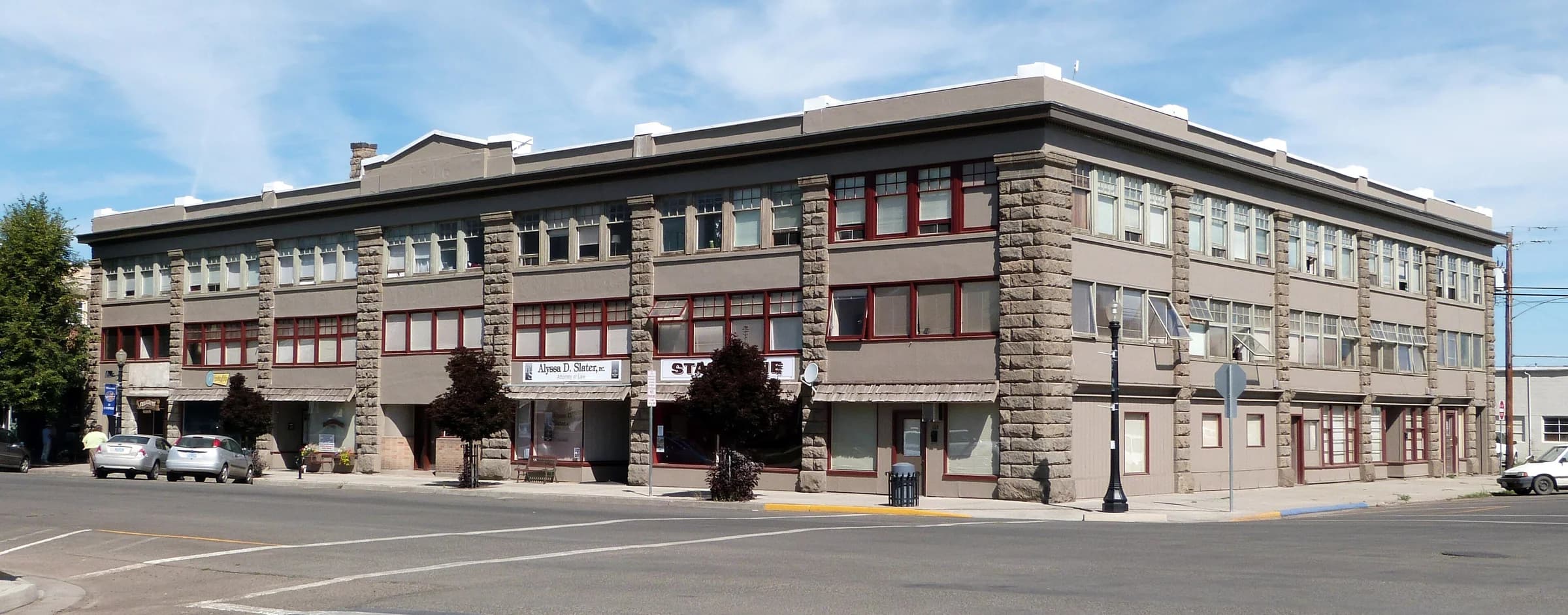 The Enterprise Mercantile and Milling Company building at 115 East Main Street, Enterprise, photographed in August 2012, before the 2024 change of ownership and the current rehabilitation.