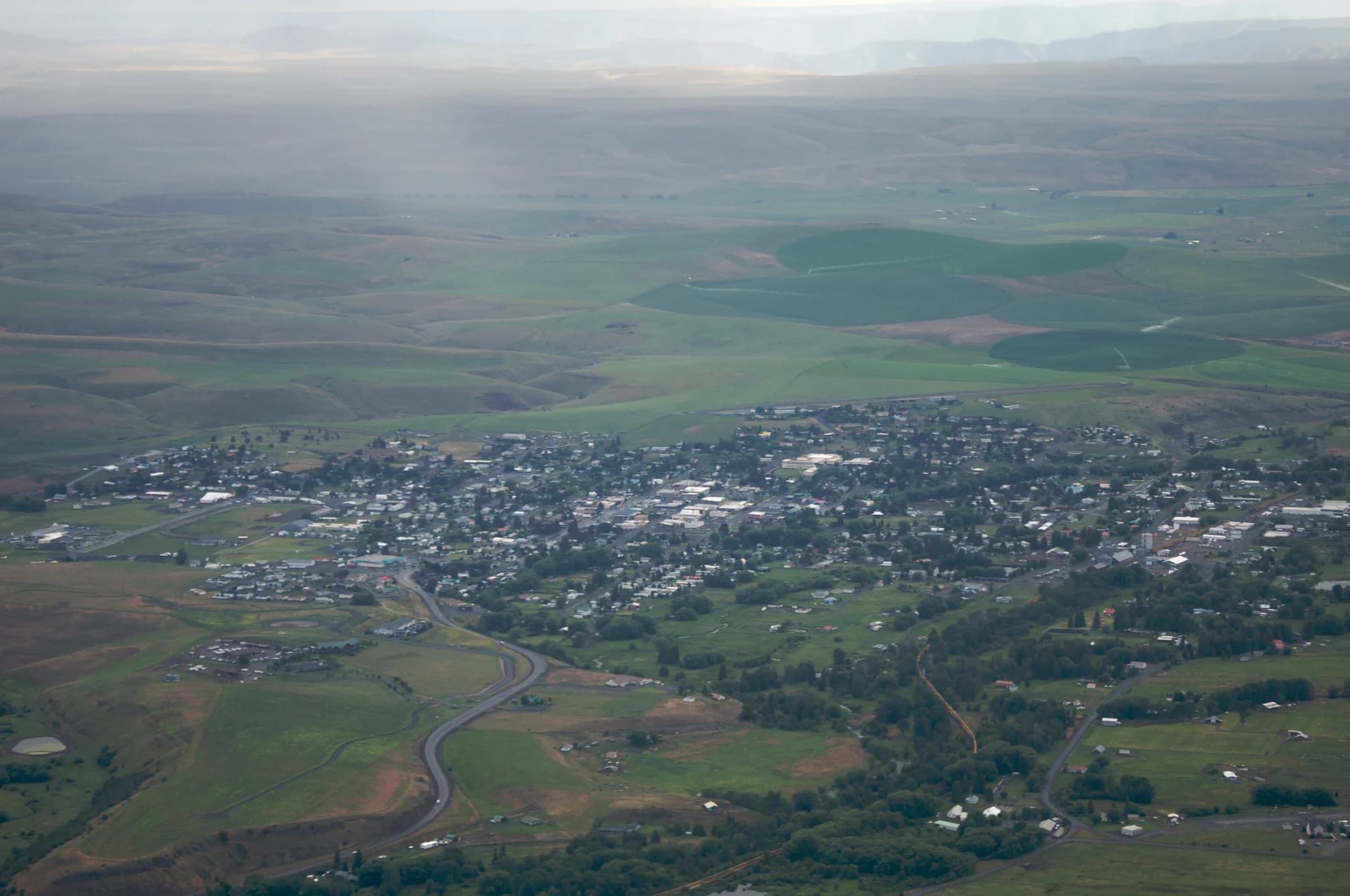 An aerial view of Enterprise and the surrounding fields. Community context for this record.