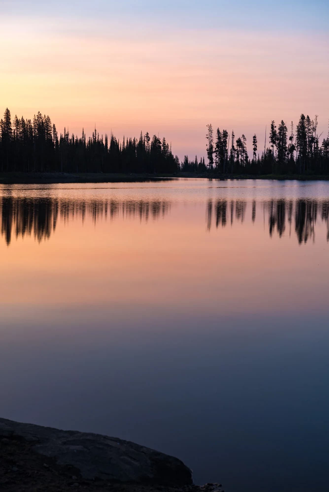 Sunrise at Fish Lake in the Wallowa Mountains, as identified by the Oregon State Archives.