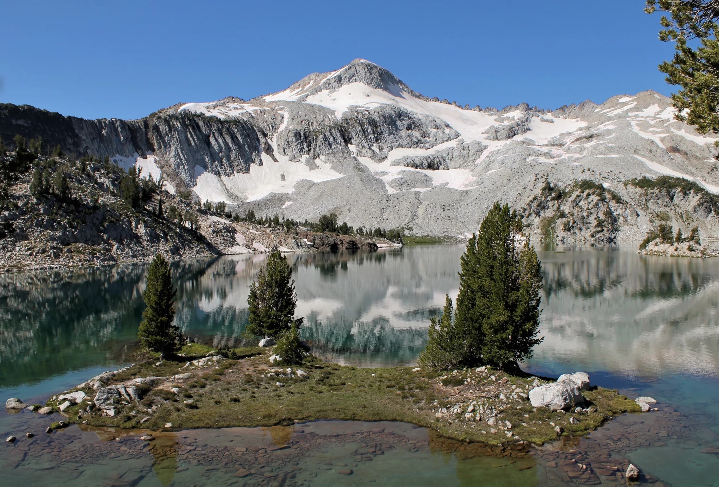 Glacier Peak reflected in Glacier Lake, in the Eagle Cap Wilderness.